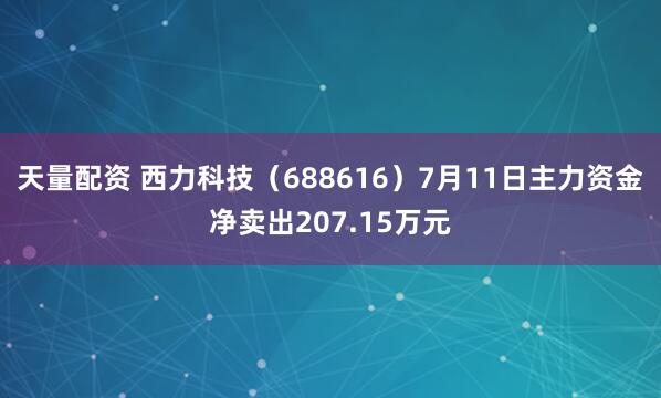 天量配资 西力科技（688616）7月11日主力资金净卖出207.15万元