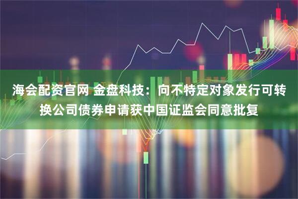 海会配资官网 金盘科技：向不特定对象发行可转换公司债券申请获中国证监会同意批复