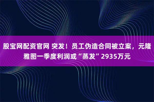 股宝网配资官网 突发！员工伪造合同被立案，元隆雅图一季度利润或“蒸发”2935万元
